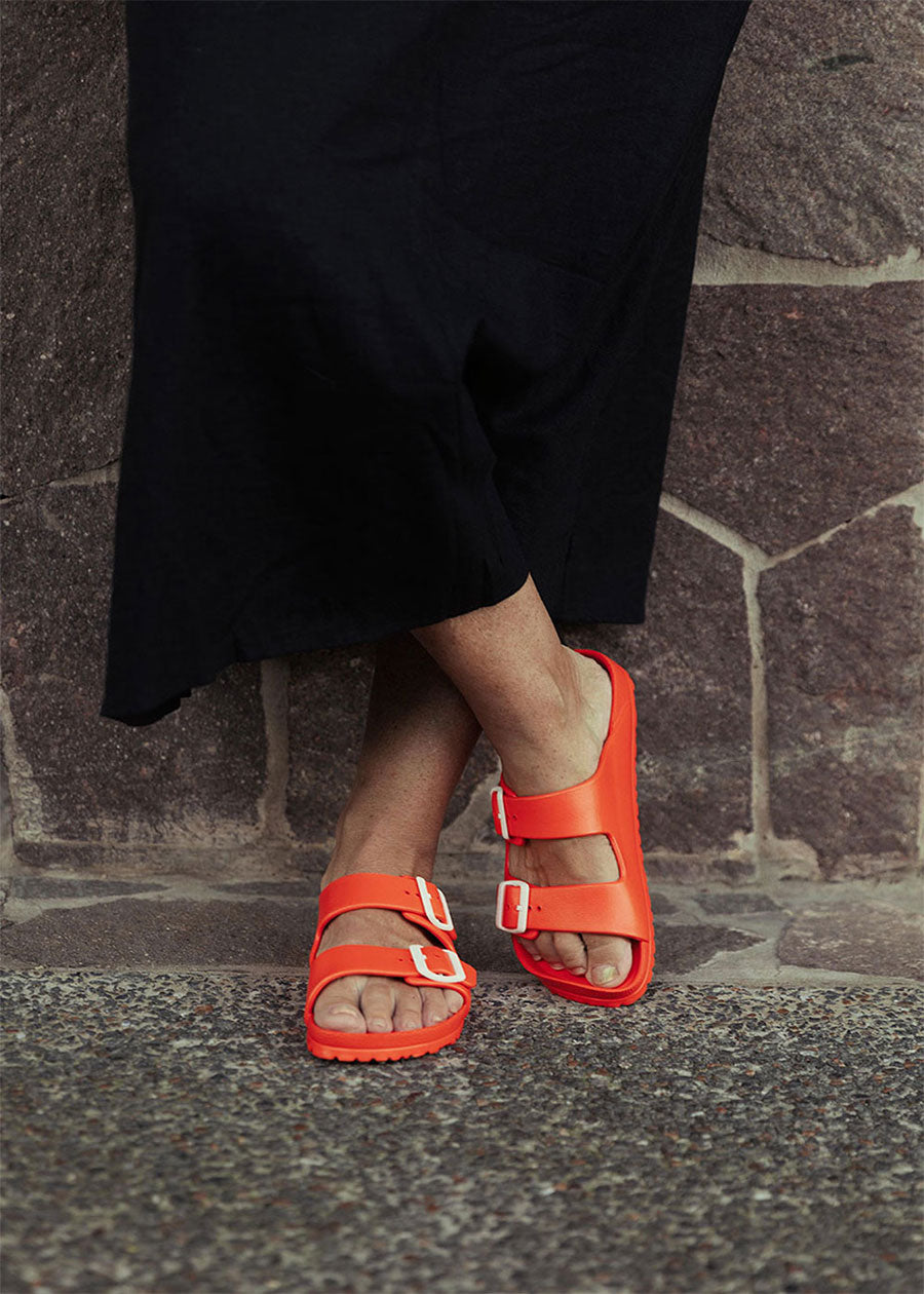 orange slides for women with support