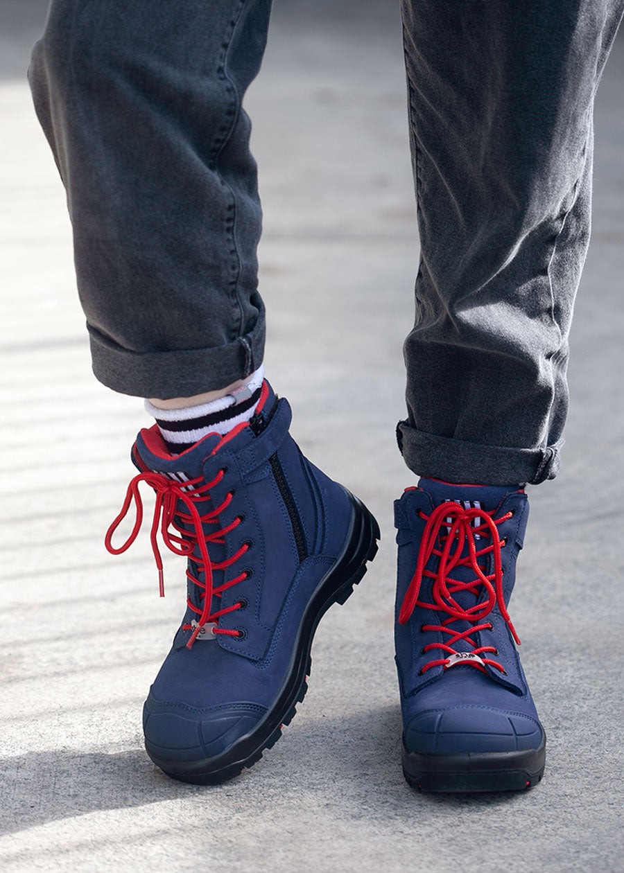 navy and red womens safety work boots