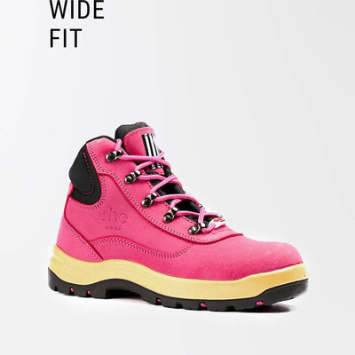 pink work boots for women with wide feet