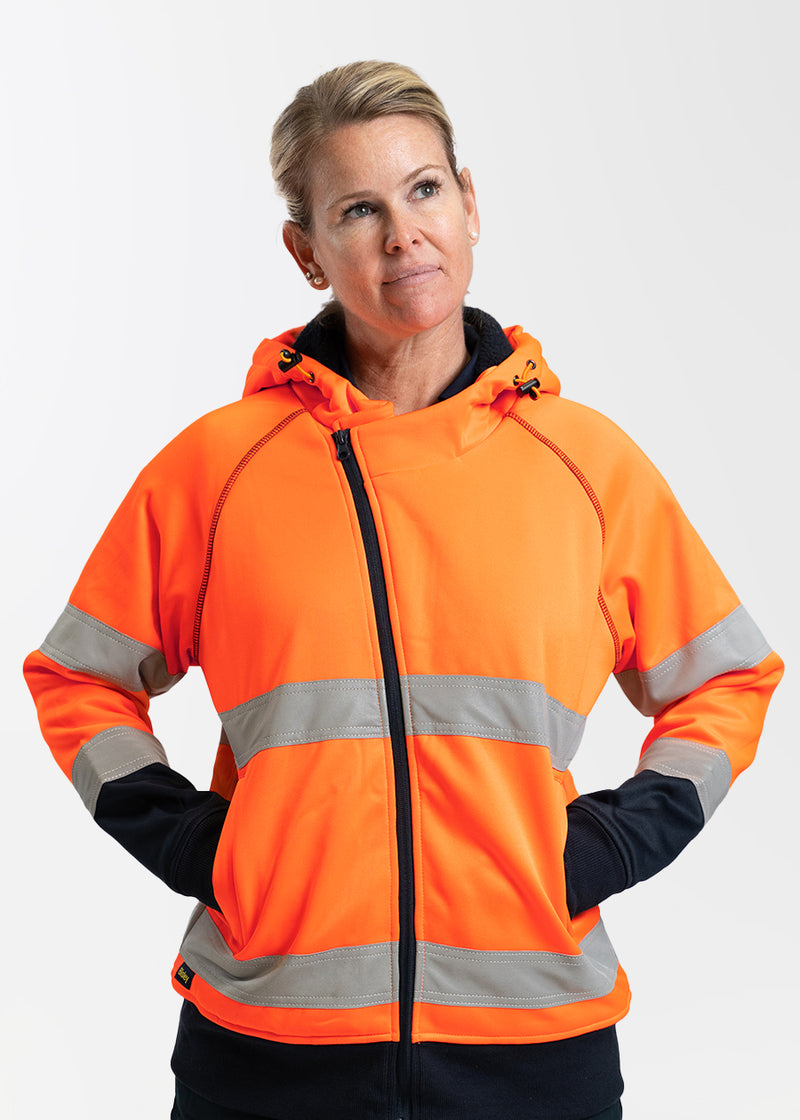 Buy Women's hi vis taped fleece zip front hoodie by Bisley Women's online -  she wear