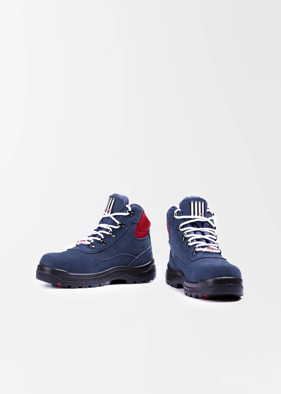 she wear lace up steel cap safety boot for women navy