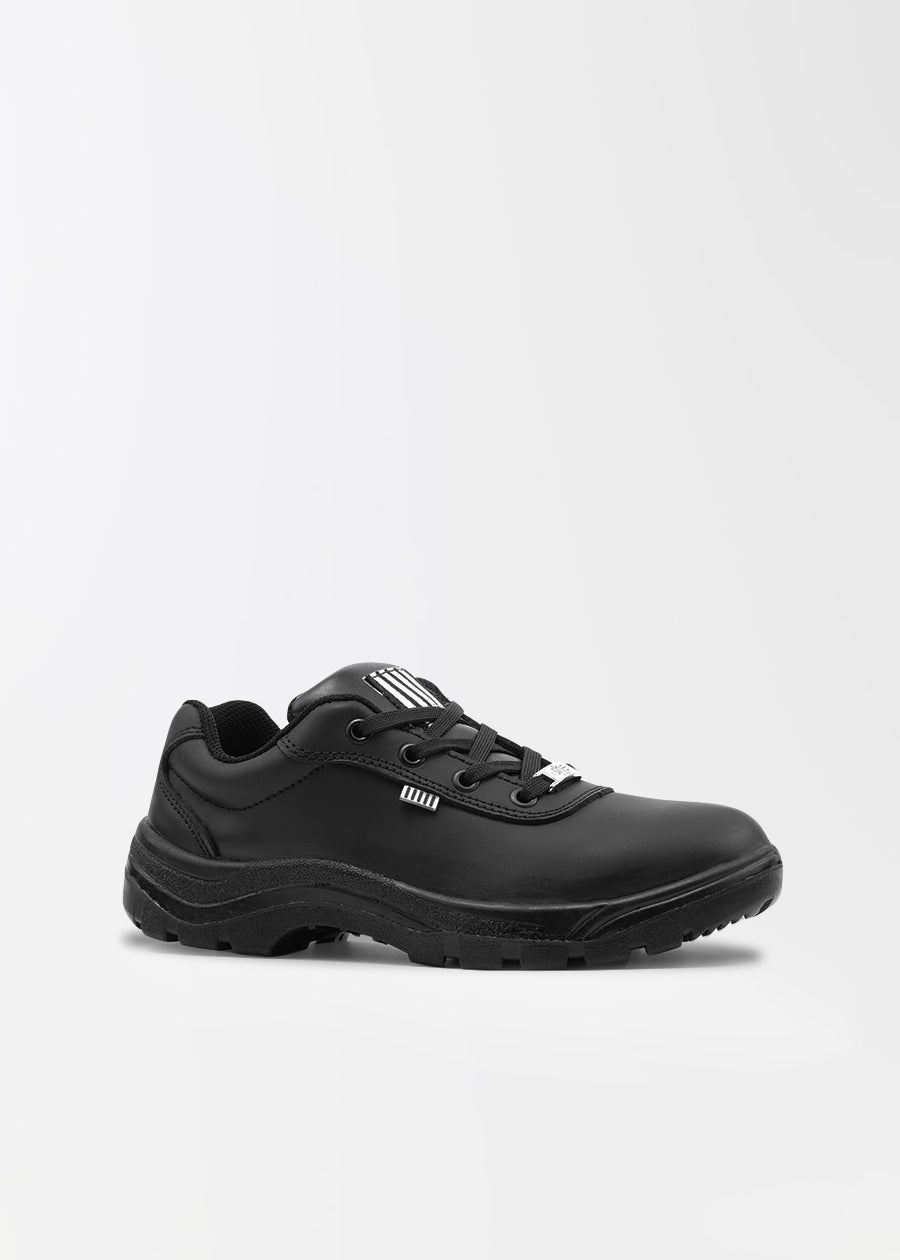 women's wide fit leather work shoe in black